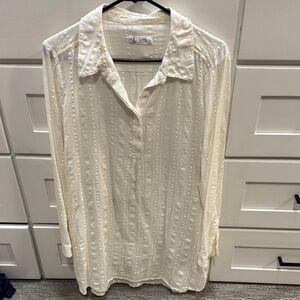 Carve Designs Cream Textured Button-Up tunic shirt cover up